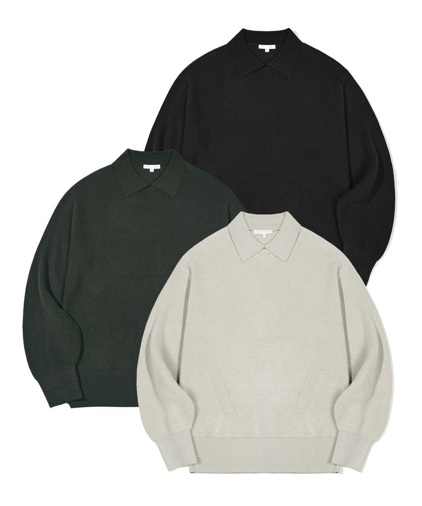 KIIMUIR Double Collar Crew Neck Knit_3 Color