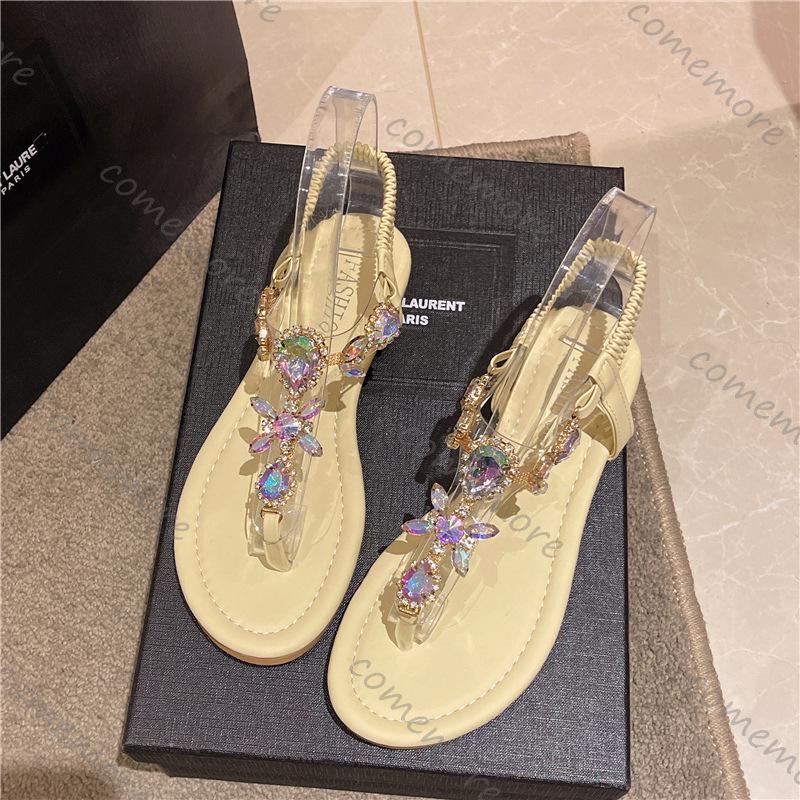 Moda Comemore Sandali Bassi Estivi Donna Ciabatte con Clip Cristallo Scarpe Donna Spiaggia Casual Slip-on Infradito Sandalias Femininos
