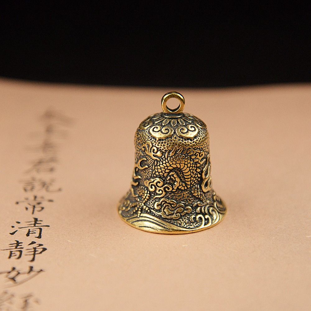 Exquisite Biker Good Luck Charm Carved Dragon Totem Evil Spirit Trap Bell Bronze Bell  Men's Gift