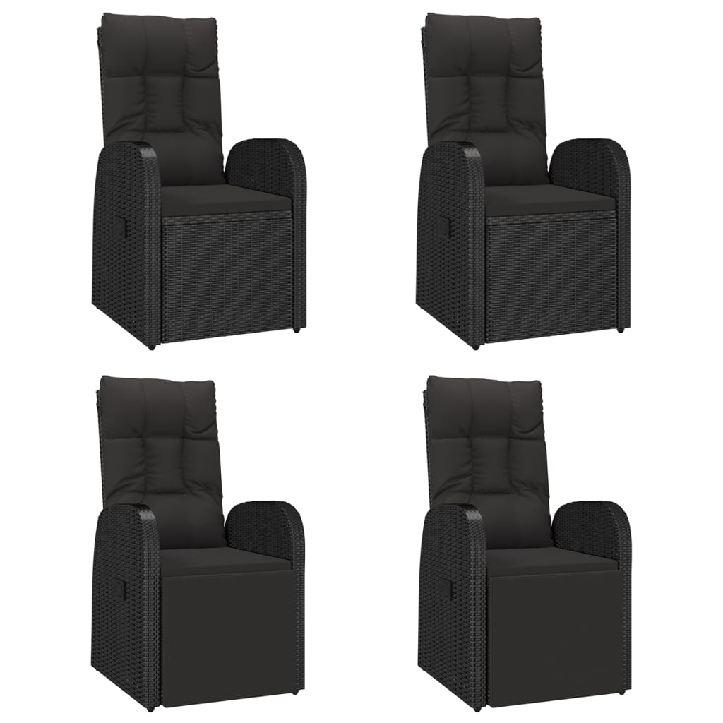 Vidaxl 5-Cz. Garden Furniture Set With Cushions, Black, Poly Rattan