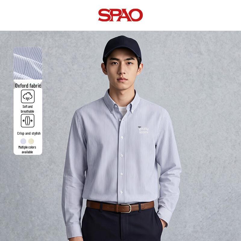 SPAO Men s American Style Oxford Striped Long Sleeve Shirt L