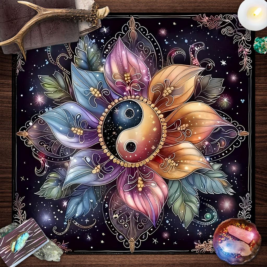 Lebensbaum Tarotkarte Tischdecke Mondphase Pflanzen Tischdecke für Tarot Hexe Wicca Altar Tuch Divination Tuch Kartenunterlage