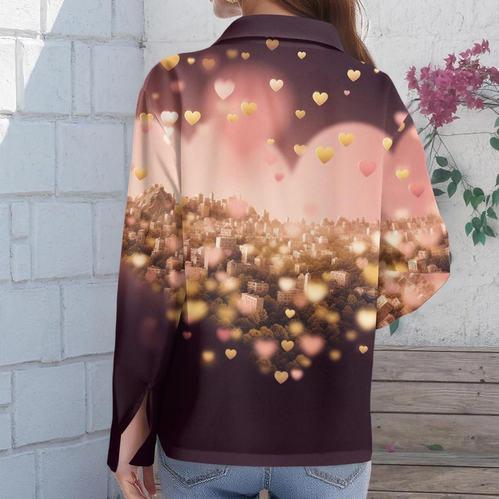 Women's Buttoned Long Sleeved Casual Regular Shirt With Collar Top