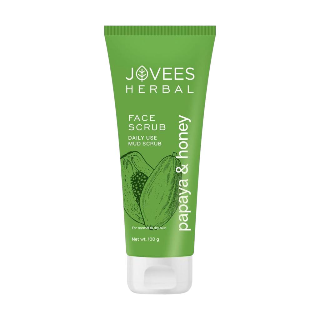 Jovees Herbal Papaya And Honey Face Scrub 100gm Gentle Exfoliator For Normal To Dry Skin Deep Cleansing Scrub For Smooth Radiant Complexion