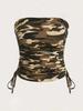 2026 Cross-Border American Camouflage Fashion Pleated Mini Skirt Set with Bandeau