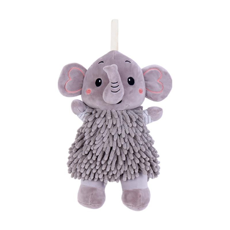 

Cartoon Elephant Terry Cloth Hand Towel With Plush Toy For Kids Style A