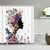 Beautiful Butterfly Flowers Shower Curtain Bathroom Screen Decoration Shower Curtains Waterproof Washable Fabric