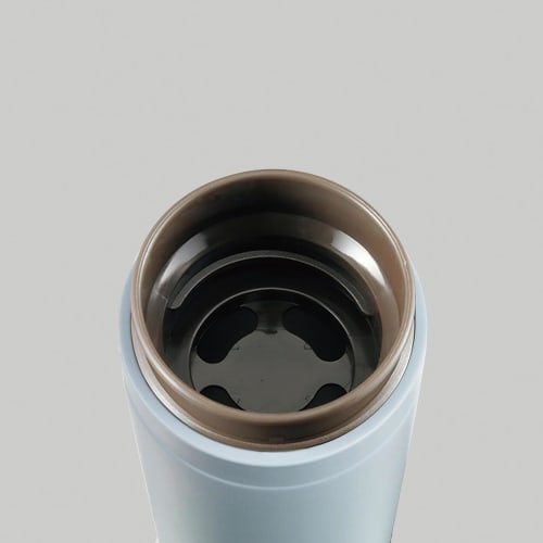 Kakusei Coco Cafe CC-30A Mug Water Bottle, Smoke Blue, 300ml, Double-Layer Vacuum Wall, Insulates Hot & Cold Drinks, Easy-Open Ribbed Cap, Includes Ic