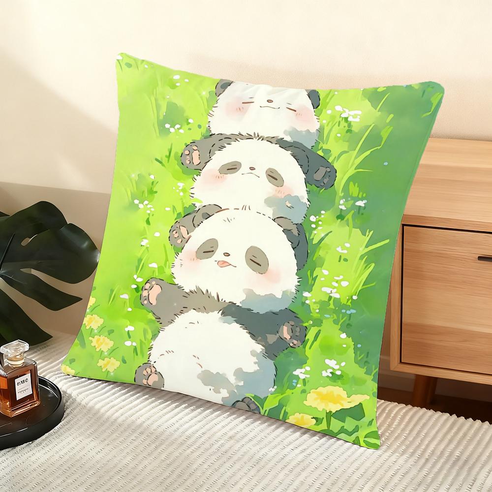 Cartoon drawing animal Cushion Cover Silky Short Plush Home Sofa Cushion Cover - Invisible Zipper Home Decoration