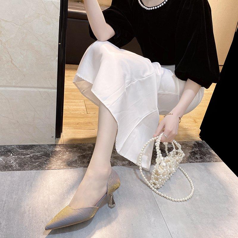 New Pointed Toe Thin High Heel Solid Pumps for Female Women Shoes Handmade Shallow Slip-on Casual Elegant Dress Summer Shoes