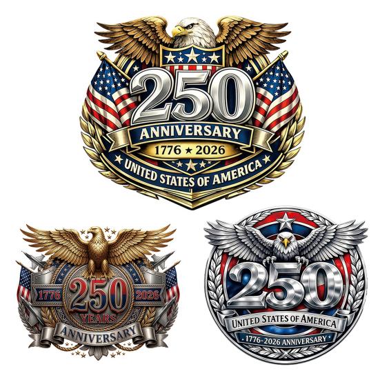 250th Anniversary USA Flag Sticker Patriotic 1776-2026 250 Years America Car Decal Independence