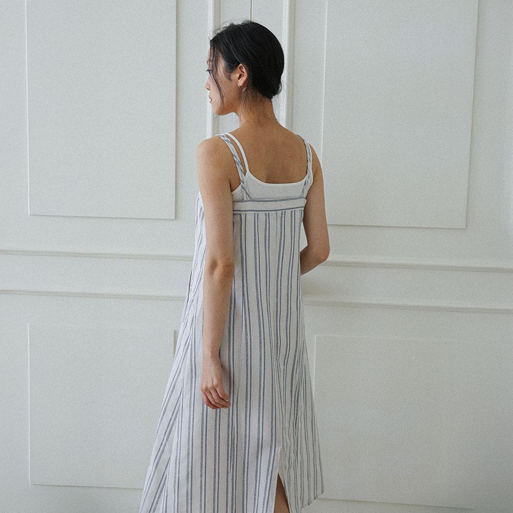Laengsseon Ls_Stripe Cami Dress_White