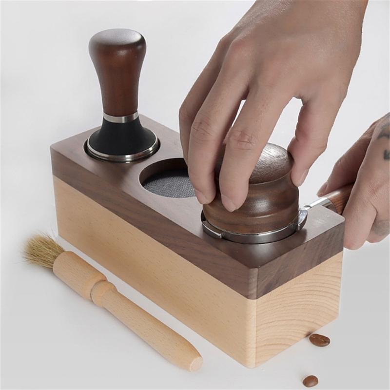 Coffee Tamper Holder Espresso Tamping Station Coffee Tools Rack Coffee Accessories Wood Materoal Gift for Coffee Lover
