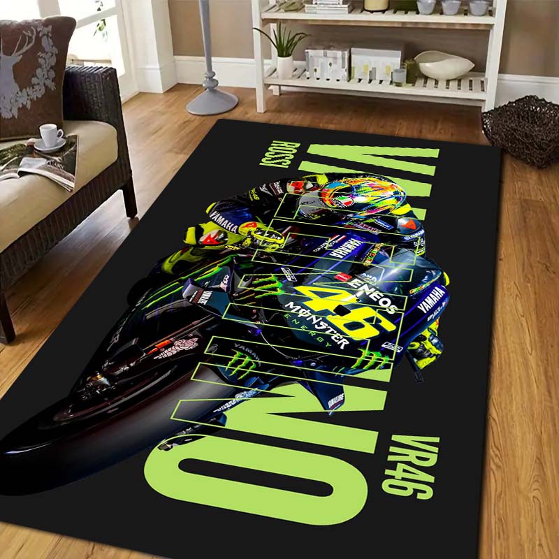Tappeto in Flanella per Moto Racing Doctor Antiscivolo Lavabile Tappetino da Pavimento per Camera da Letto Soggiorno Decorazione per la Casa Con Classico 46 Racing