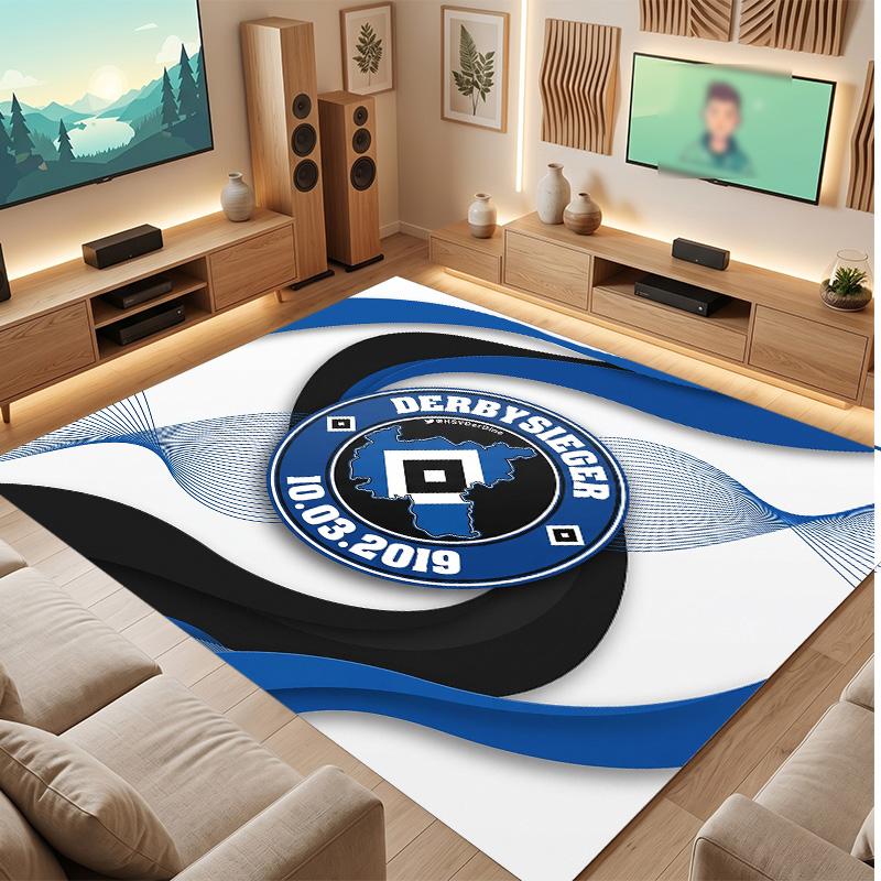 Tappeto in Velluto di Cristallo con Stampa Calcio Hamburger SV, Comodo Assorbente d'Acqua Antiscivolo Tappeto per Pavimenti Interni
