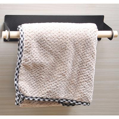 Bodahome Adhesive Steel Wood Towel Rack Kitchen Towel Rack