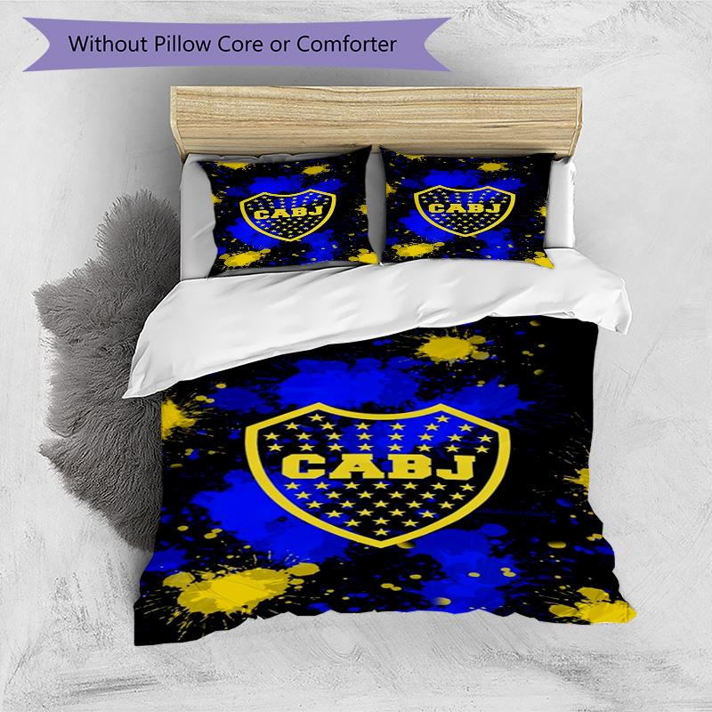Boca Juniors Football Club Design Pattern Duvet Cover Set – includes 1 duvet cover and 2 matching pillowcases Bedroom decor Christmas gifts