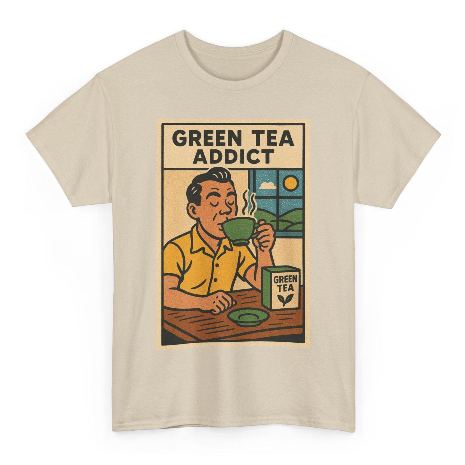 Green Tea Addict T-Shirt: Retro Comic Matcha Pop Art Tee L