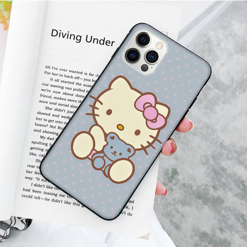 

JZ24 Hello Kitty черный мягкий чехол для Samsung Note 20 Lite S24 Ultra S23 A03 A05 A06 A11 A71 A15 A16 A13 A24 A25 A33 A52 A53 A50 M55 M35 Plus Samsung A13 4G