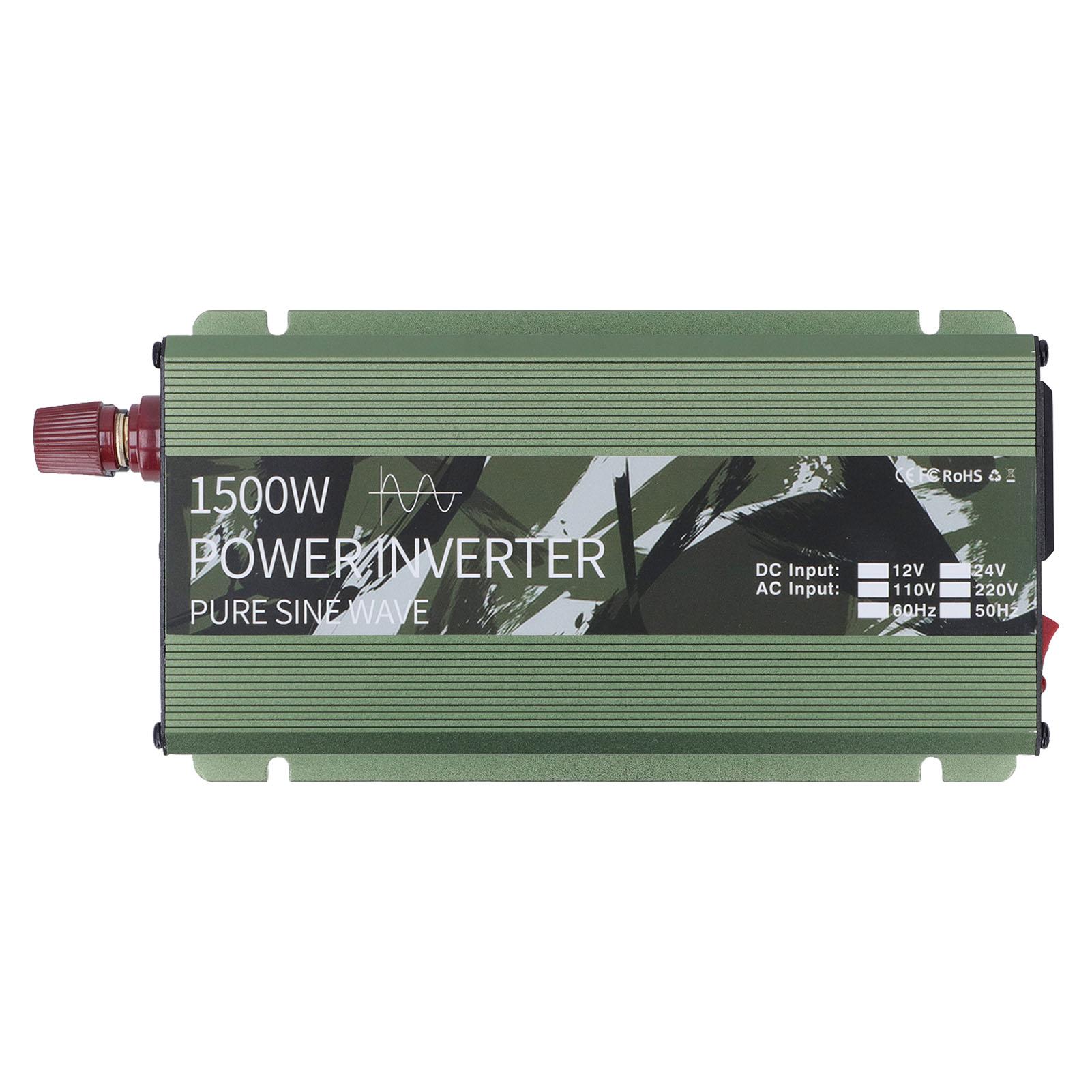 

1500 Вт Чистый Синусоидальный Инвертор с Охлаждающим Вентилятором Мульти Защита DC12V to AC220V Солнечная Энергия Автомобиль