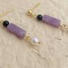 Guochao Handmade Amethyst & Freshwater Pearl Tassel Earrings - Chinese Style