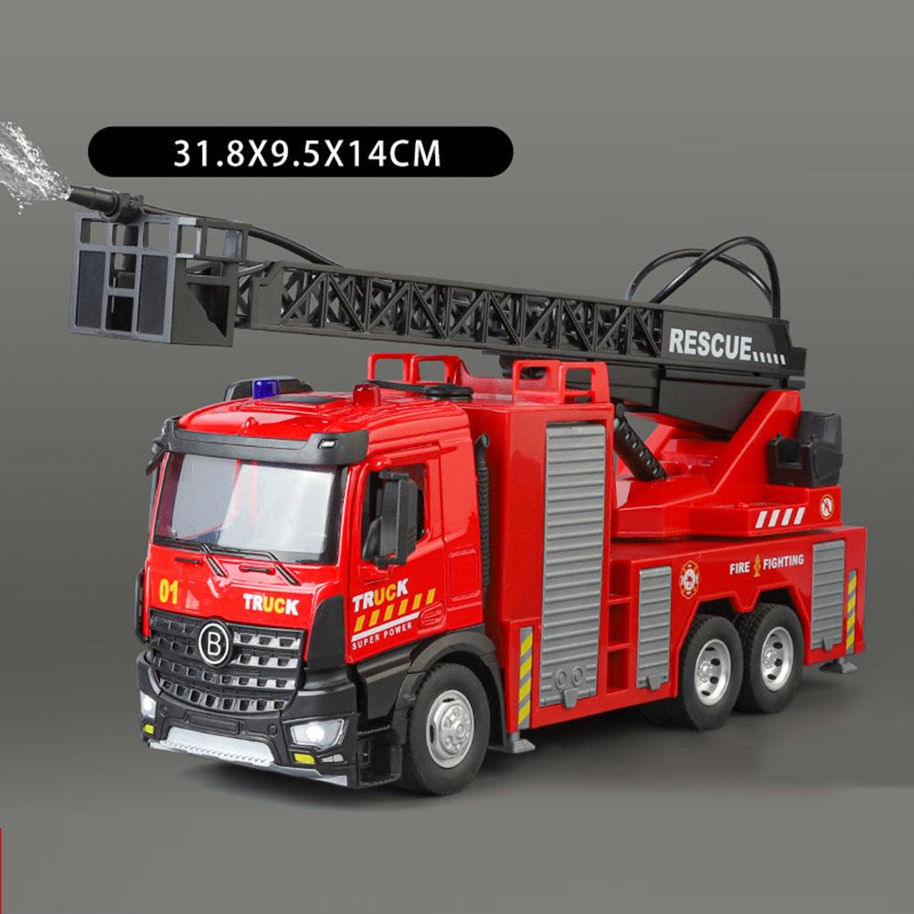 1:24 Ladder Water Tank Fire Truck Alloy Sprinkler Sweeper Model Toys Car Doors Opened Sound Light Pull Back Vehices Boy Kid Gift