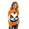 Kids' Long Sleeve Halloween Print T-Shirt with Round Neck for Everyday Wear