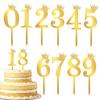 Zahl Kuchen Topper Gold Silber Krone Acryl 0-9 Digital Geburtstag Party Kuchen Einsatz Kuchen Dekoration Hochzeitstorten Dessert Dekor