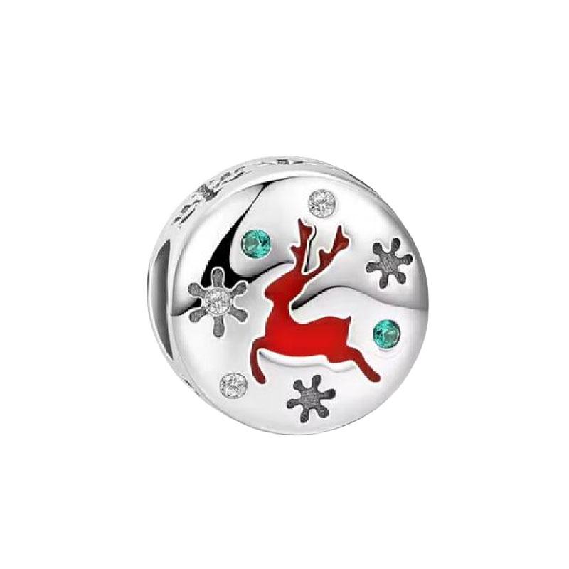 925 silver Red Christmas series Charm Apple snowman reindeerBead Fit Original Bracelet Ladies Exquisite Accessories Jewelry