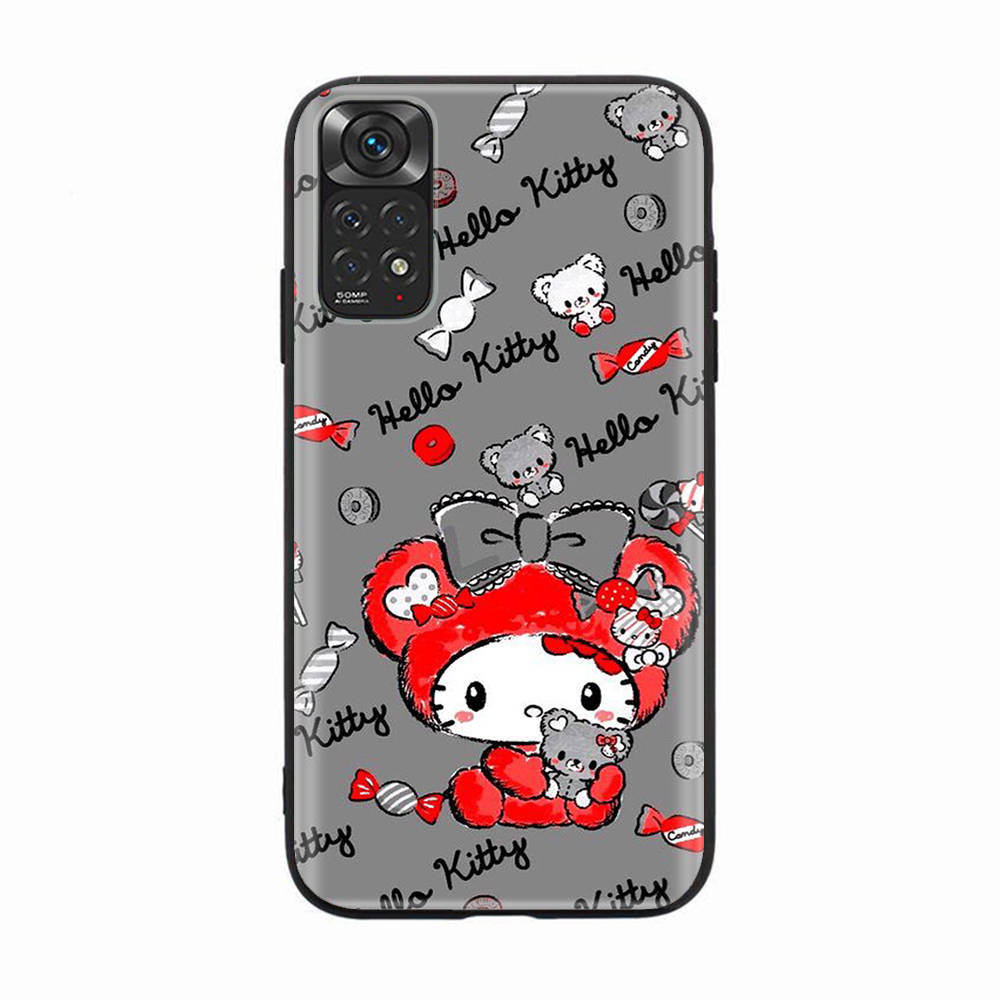 

Чехол H-14 Hello Kitty Black Sofe для iPhone 16 15 Plus 14 13 Mini 12 11 Pro 8 6 6S SE 5 XR XS Max Realme C30 C33 C32 9I VIVO V29 V27 V23 Y36 iPhone 16