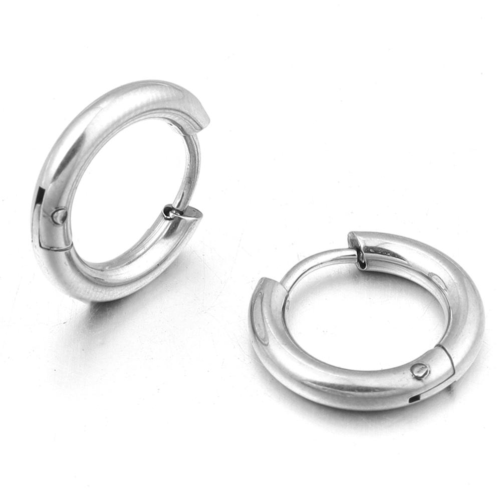 2pcs Stainless Steel Circle Hoop Earrings 10mm Simple Metal Round Earrings For Women Girls Piercing Jewelry Making Accessories