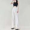 Women's 2024 Spring White High-Waisted Loose Pleated Wide-Leg Floor-Length Jeans