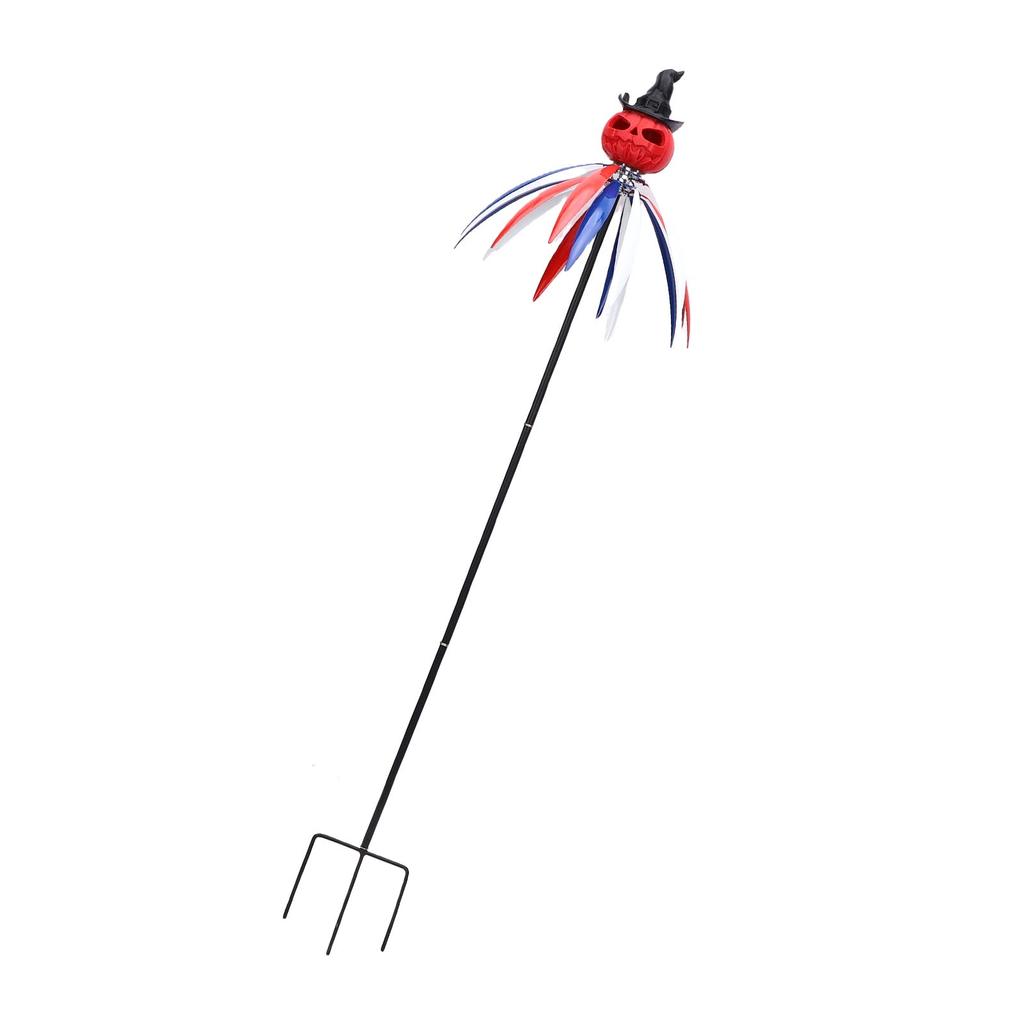 Pumpkin Windmill Iron PLA Spooky Rotating Pumpkin Sculpture Garden Wind Spinner Festive Accent for Pathway Lawn Porch