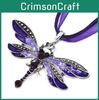 Elegant Alloy Jewelry Dragonfly Pendant Necklace Sweater Chain For Women