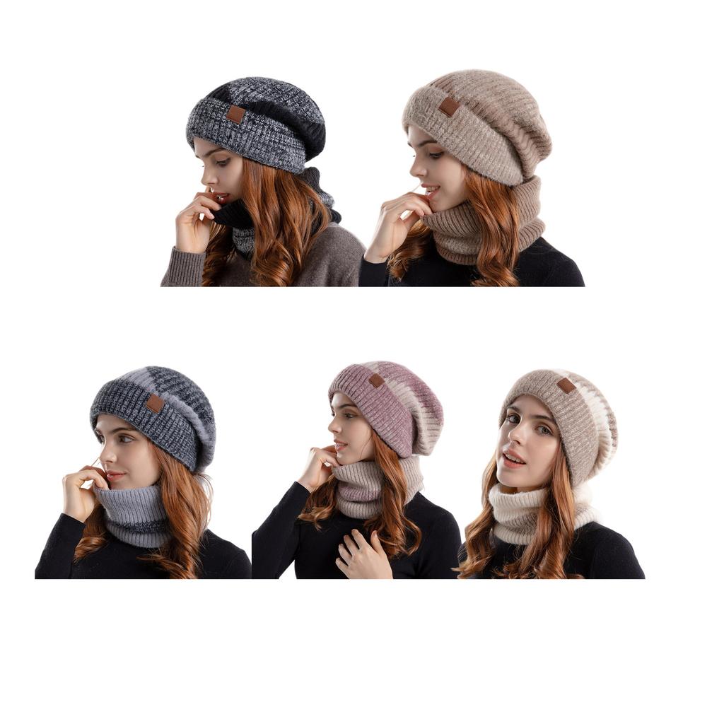 Warm Hat Neck Gaiter Combo Plush Furry Liner Stylish Windproof Thick Insulate Headwear for Men Women Trapper Hat