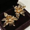 Spring and Summer New Golden Three-dimensional Petal Temperament Sunflower Flower-shaped Button Accessories Earrings