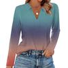 Women's Fashion Casual Lapel Short Long Sleeve Print Shirt Women's V-Neck Tops