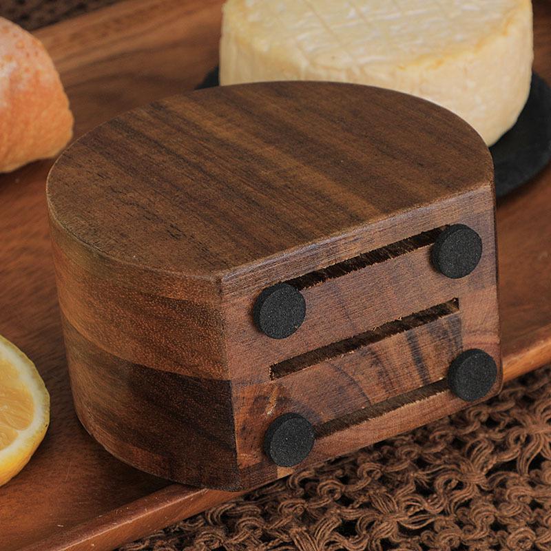 Stainless Steel & Acacia Wood Cheese Knife Set with Storage Base - 6-Piece