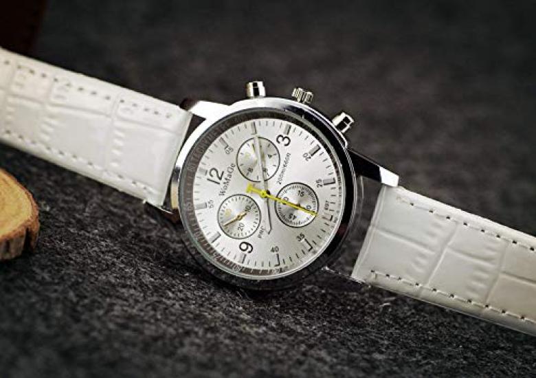 ZooooM Men's Chronograph Watch with Colorful Dial and Crocodile-Embossed Leather Strap, Perfect for Casual, Business, or Formal Wear (Black)