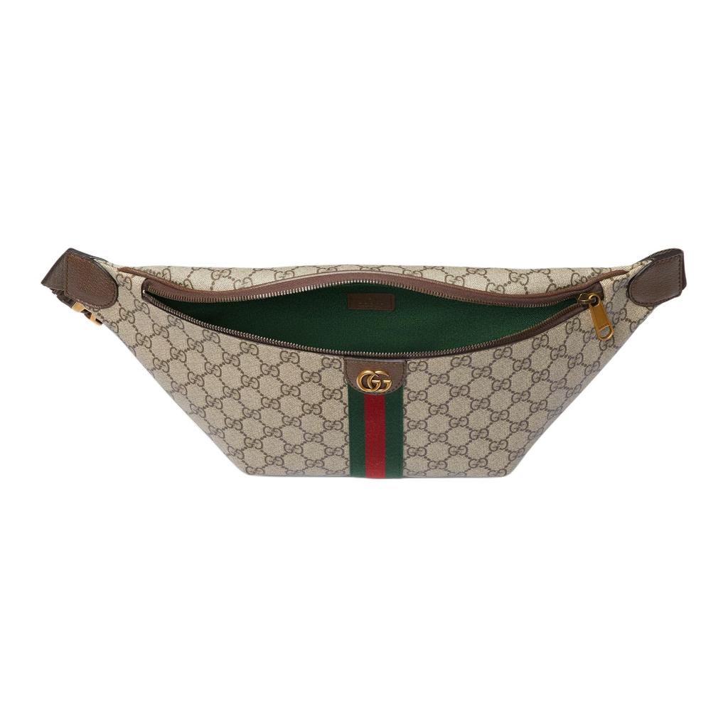 Gucci Ophidia Double G Classic Canvas Design Coated Fabric Waist Bag Large Men Waist Bag Beige Dark-Brown 839104-FAEOF-9745
