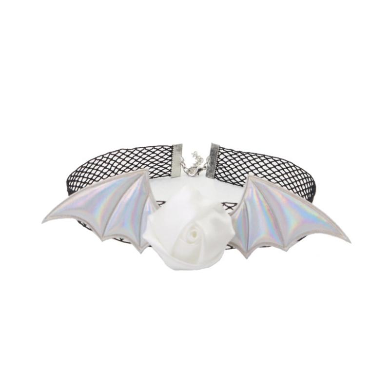 Halloween Devil Costume Set Devil Bat Headband Lace Choker Demons Cosplay Accessories for Carnivals Themed Party Props