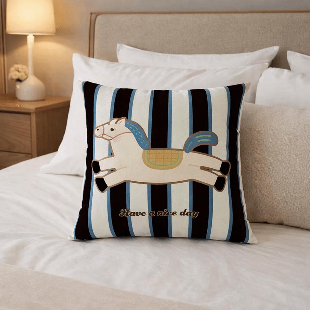 Cartoon Zodiac Horse Pillowcase Festive Soft Decorative Pillow Covers Comfortable Washable Puppy Pillowcase Bedroom