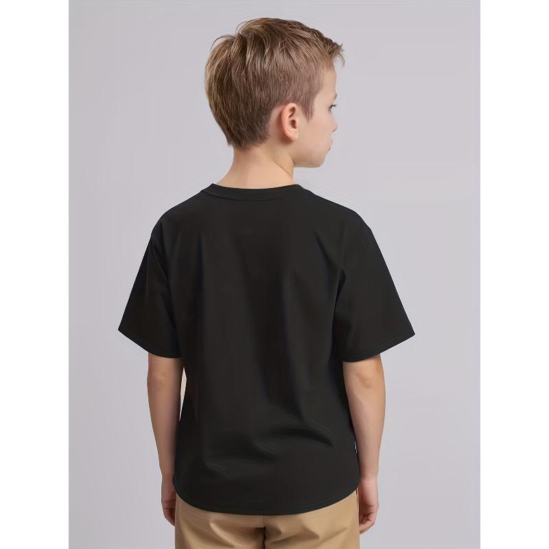 European sizes Creative Yellow Sunflower Print Boys T-Shirt, Casual Short Sleeve Comfortable Summer Outdoor Top, Outdoor Sports Essential