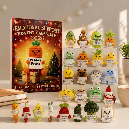 Unique Holiday Gift Emotional Support Advent Calendar, 24 Day Countdown Box with Ritualistic Unboxing Experience Inspirational Quote Acrylic Pendants,
