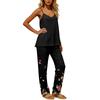 Women Sleeveless Pullover Casual Top with Back Cutout Loose Fit and Elastic Waist Floral Print Pants Two Piece Lounge Set
