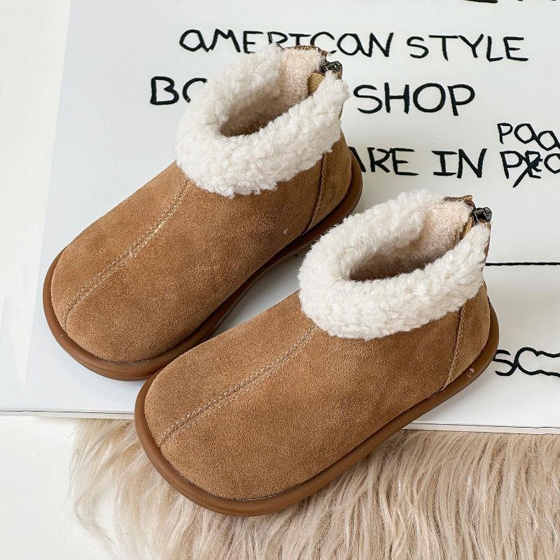 Girls boots Winter children's short boots Frosted leather boots Fashion velvet baby boots Two cotton boots