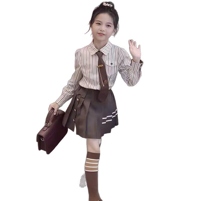 Girls' Pleated Skirt JK Uniform Set - 2025 Fashionable Academy Style for Spring & Autumn