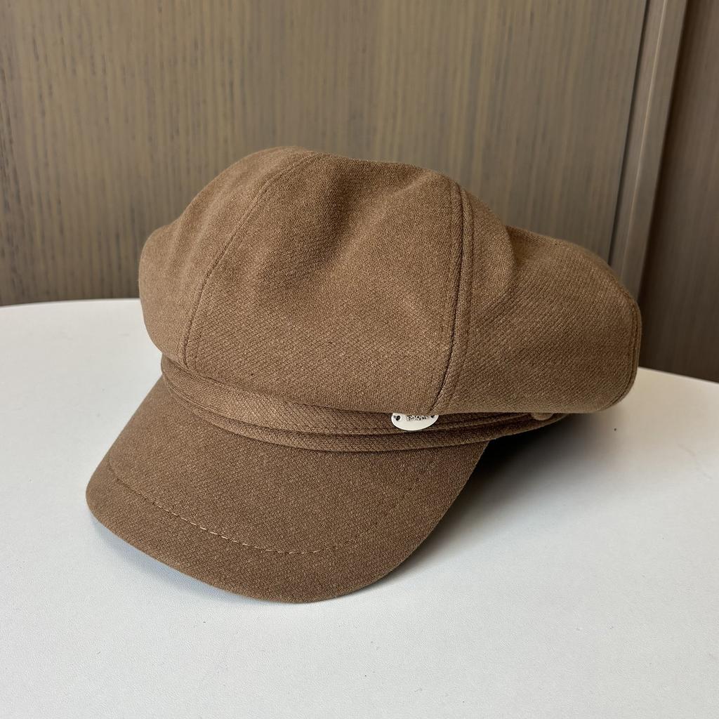 Outdoor Casual Warm Cap Women'S Face Newsboy Hat Versatile British Retro Octagonal Hat