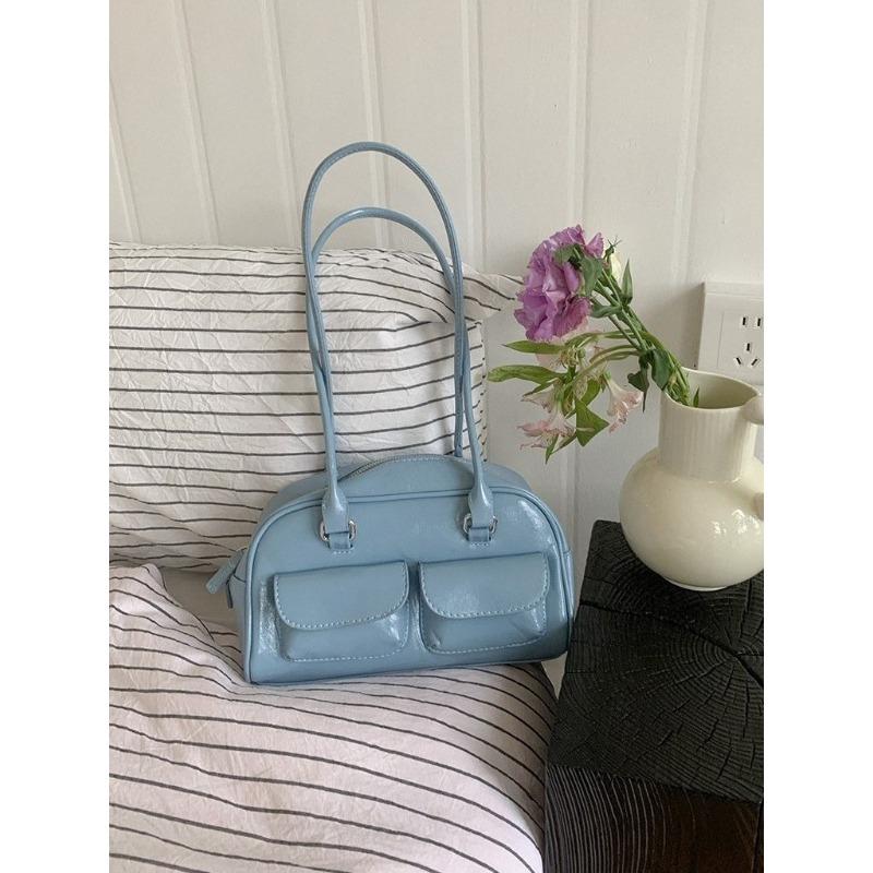 New Bag Women's Niche Retro Single Shoulder Portable Underarm Bag Oil Wax Leather Bag Double Bag Casual