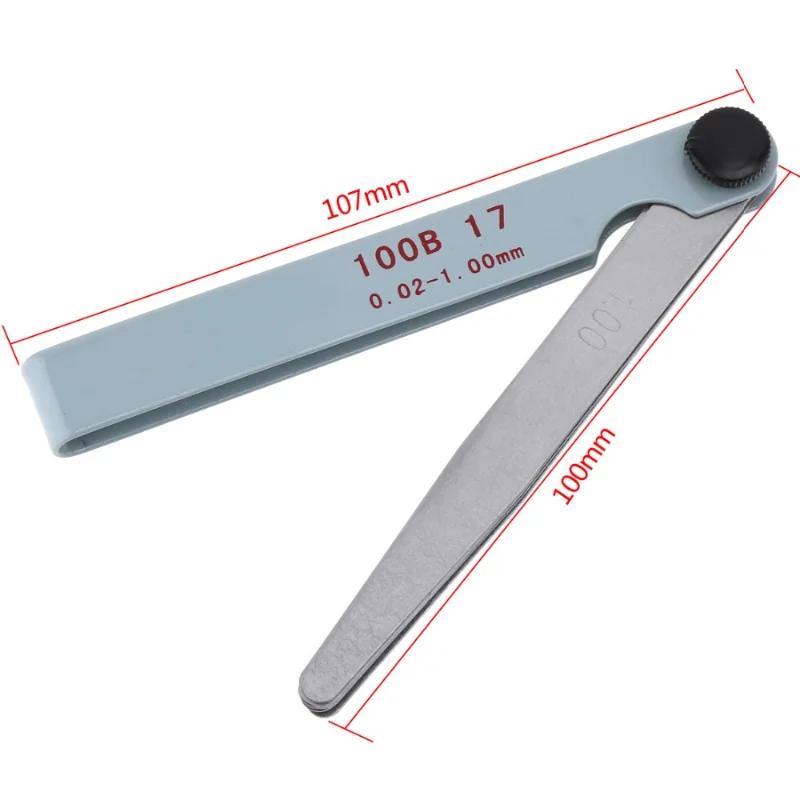 17 Blades Metric Feeler Gauge 0.02-1.00mm Engine Valve Adjustment Gap Filler Measurement Tool for Automotive Repair